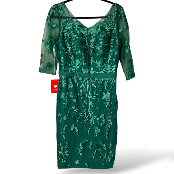 JJ’S HOUSE Emerald Green Fully Lined Cocktail / Special Occasion Dress US Sz 10 - Picture 1 of 10